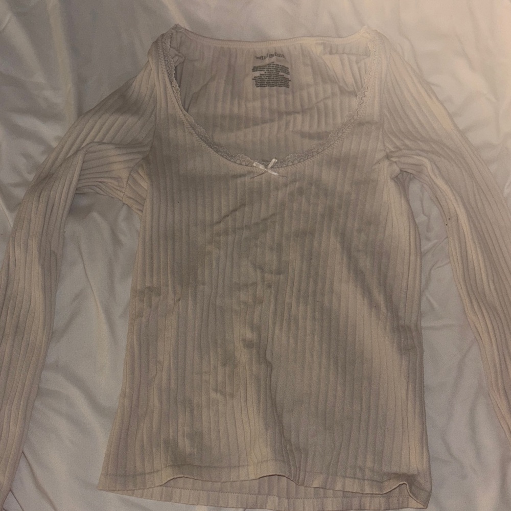 Wild Fable Cream Ribbed Top